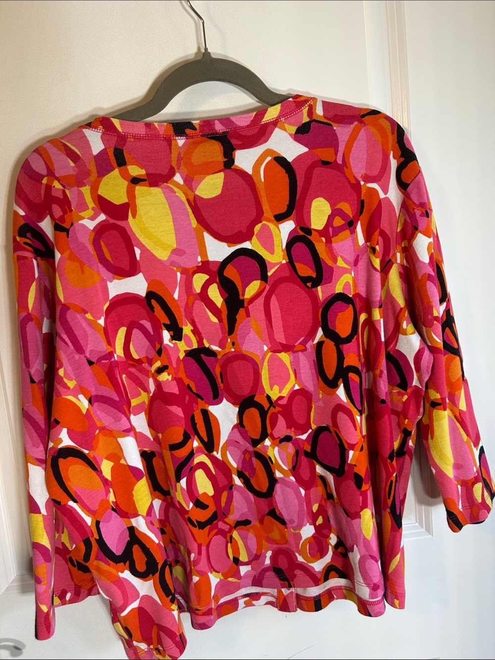 Rafaella Pink Orange Yellow Multi-Color Button Front Top - Picture 5 of 9